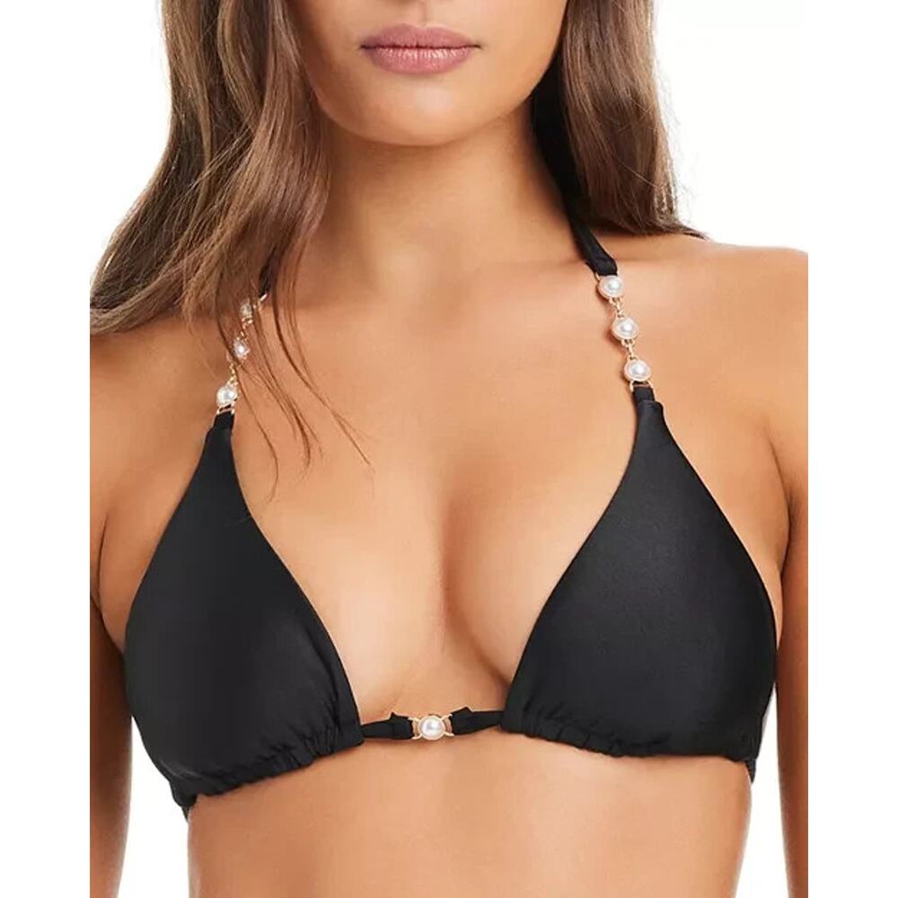 Red Carter Women's Halter Bikini Top, Black, Size L 0371